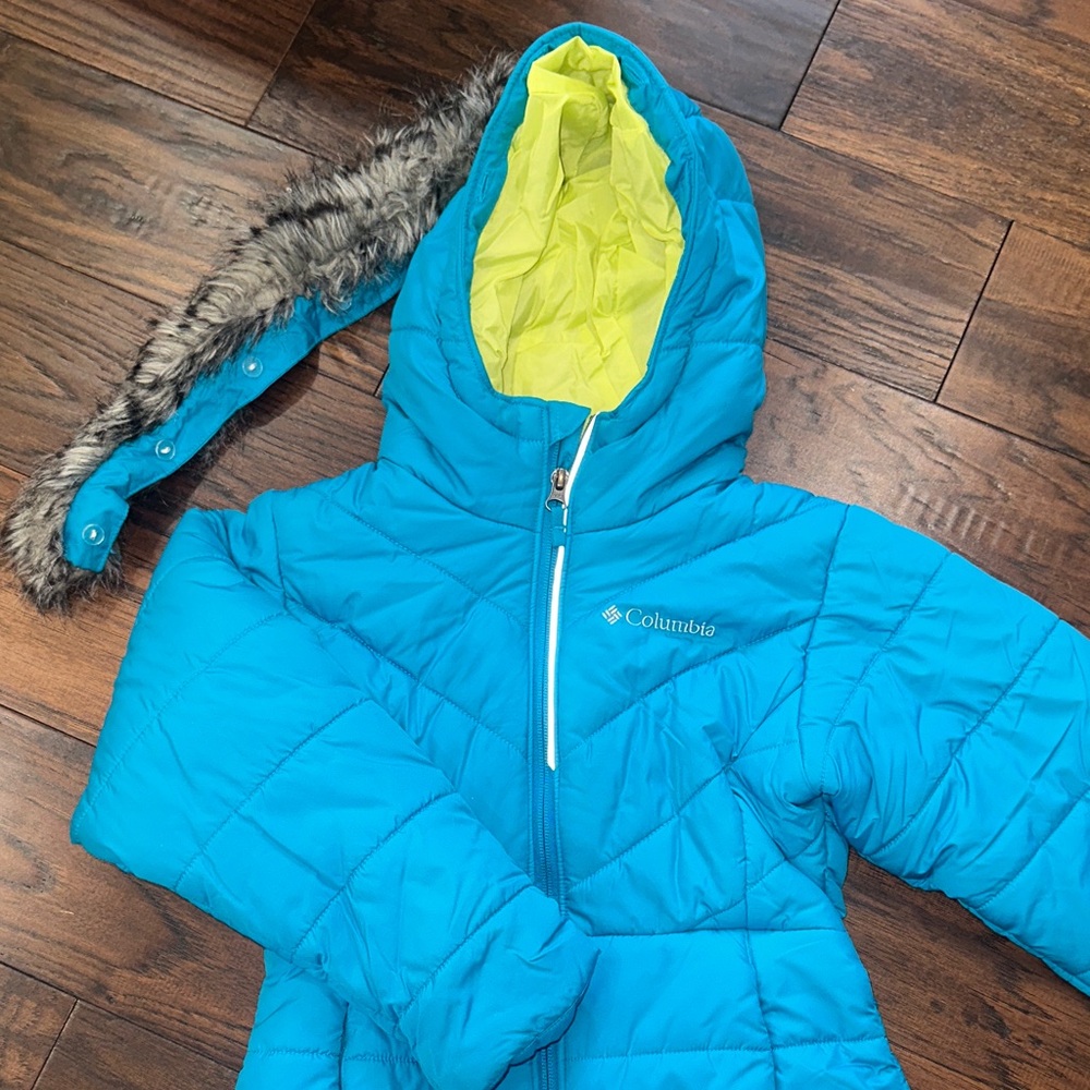 Columbia Blue Jacket with Detachable Faux Fur Trim